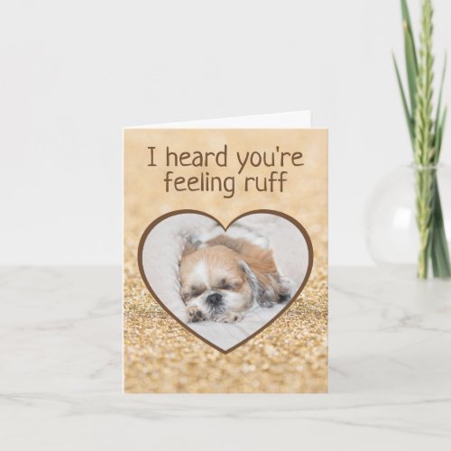 Get well cute dog shihtzu sleeping heart sparkles card