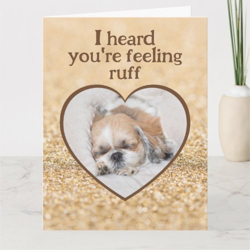 Get well cute dog shihtzu sleeping heart sparkles card