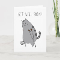 Get Well Feel Better Card: Broken Bone in a Cast Card