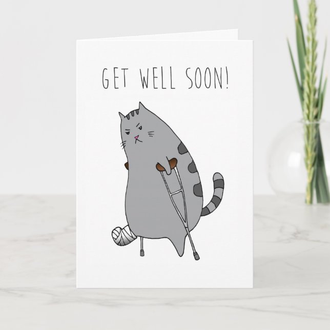 Get Well Feel Better Card: Broken Bone in a Cast Card (Front)