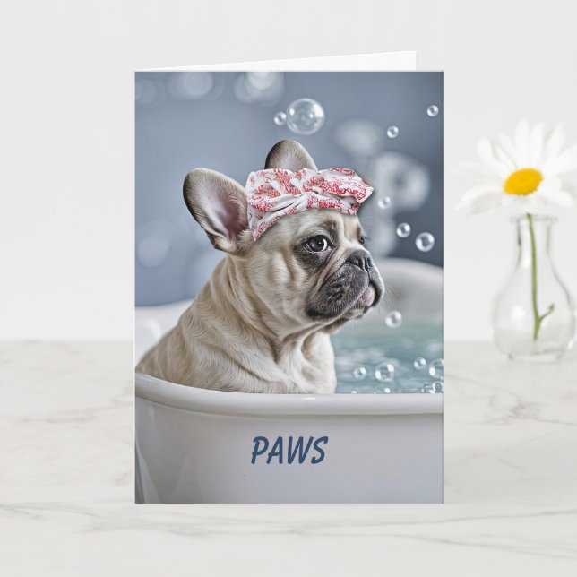 Get Well Feel Better Cute Frenchie French Bull Dog Card (Small Plant)