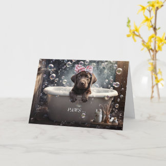 Get Well Feel Better Cute Lab Puppy in a Spa Card
