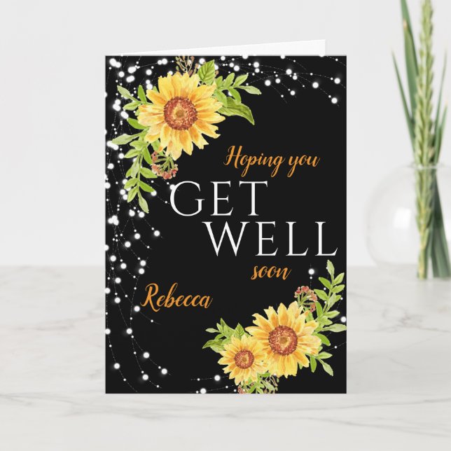 Get Well Floral yellow Sunflower  Card (Front)