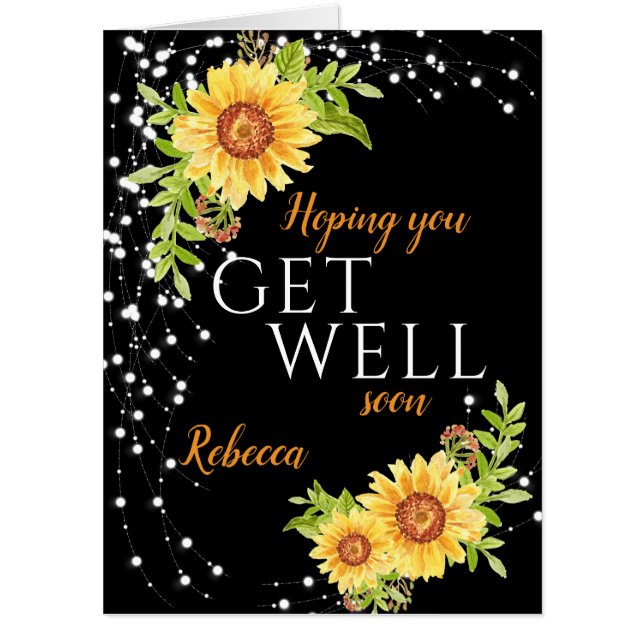 Get Well Floral yellow Sunflower Oversized Card (Front)