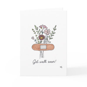 Get Well Flowers and Bandaid Card