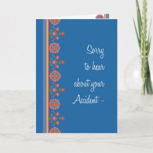 Get Well from Accident Card Rangoli Border on Blue