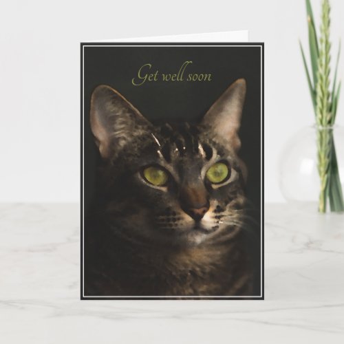 Get Well From The Cat Folded Greeting Card