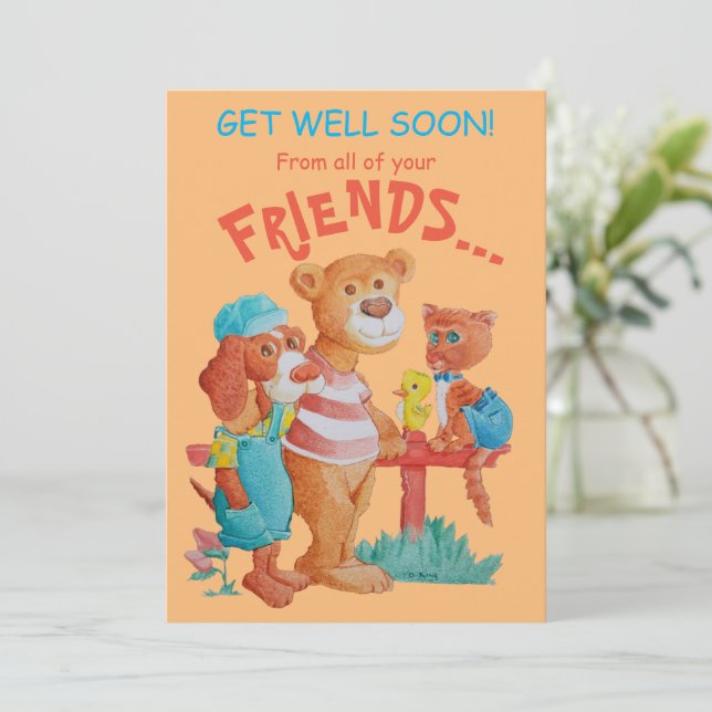 Get Well Greetings Card.  Thank You Card (Standing Front)