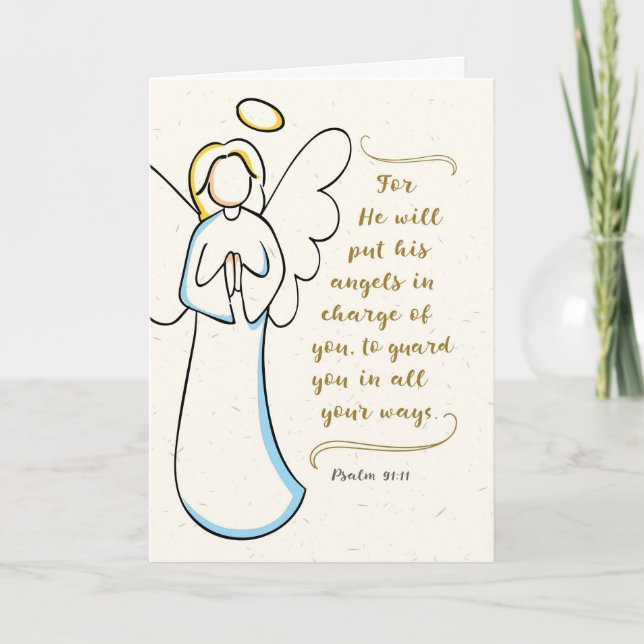 Get Well, He Will Put His Angels in Charge of You Card (Front)