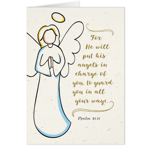Get Well, He Will Put His Angels in Charge of You Cards (Front)