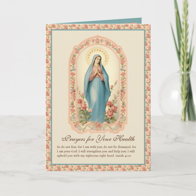 Get Well Health Religious Prayer Peach Floral Card (Front)