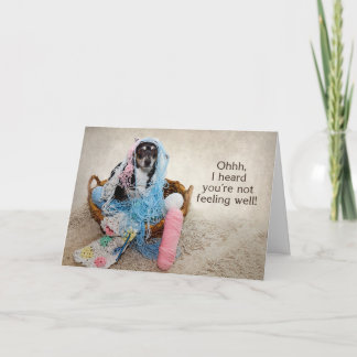 GET WELL - HUMOR - DOG TANGLED IN YARN CARD