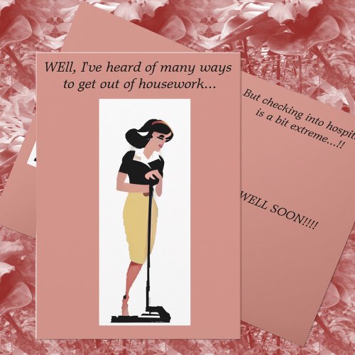 Get Well Humour Hoovering Housework Card