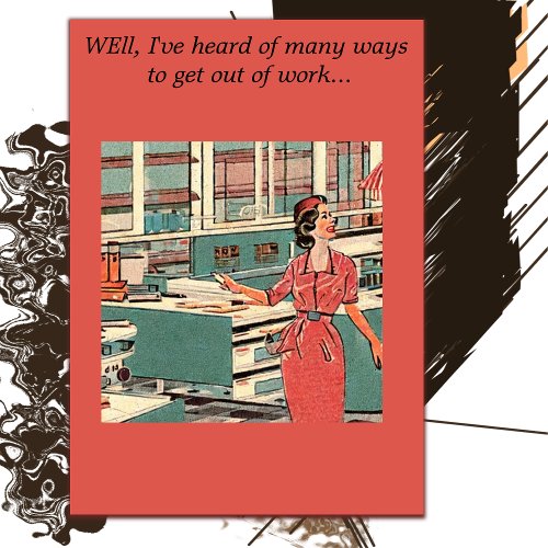 Get Well Humour Retro Fabric Shop Work Card