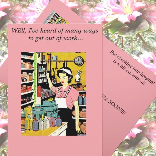 Get Well Humour Retro Grocer Store Work Card