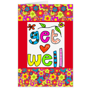 GET WELL jumbo HUGE FLOWERS GREETING CARD