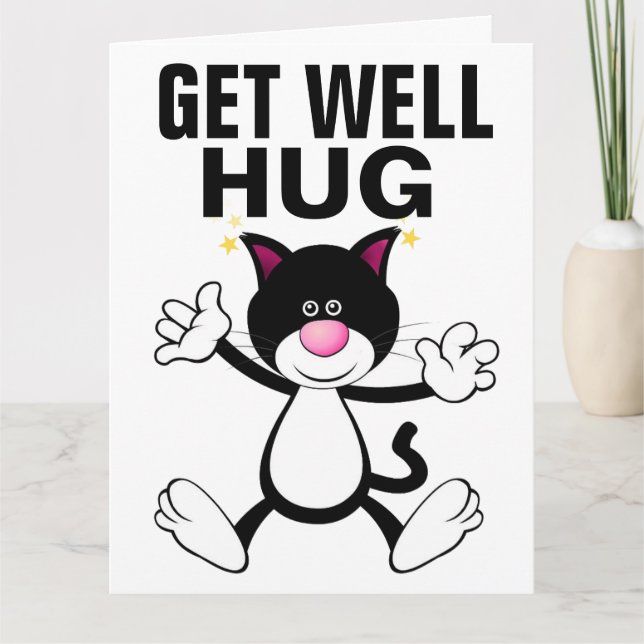GET WELL KITTY CAT HUG GREETING CARDS (Front)