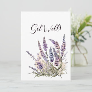 Get Well Lavender Flowers Watercolor Art Invitation
