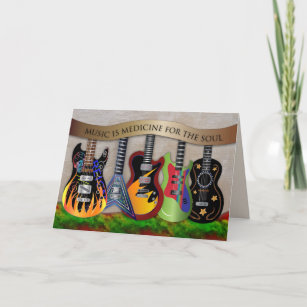 Get Well Music Heals Assortment Colorful Guitars Card