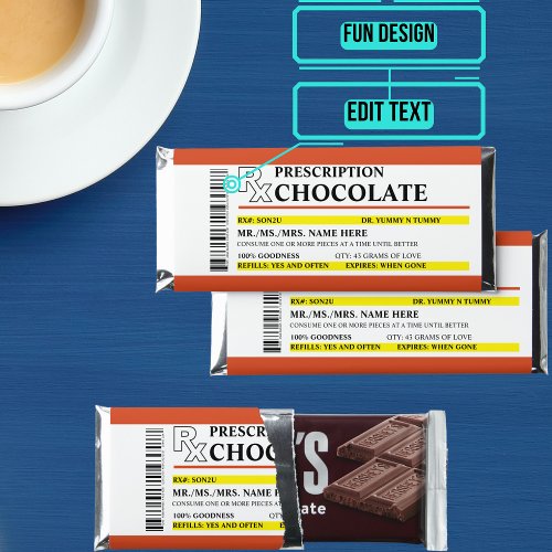 Get Well or Feel Better Prescription Chocolate  Hershey Bar Favors