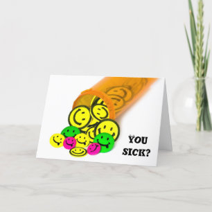 Get Well Pill Bottle On White Card