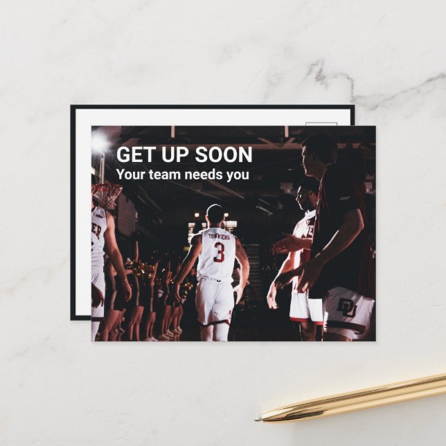 Get well postcard:  your team needs you postcard (Front/Back In Situ)