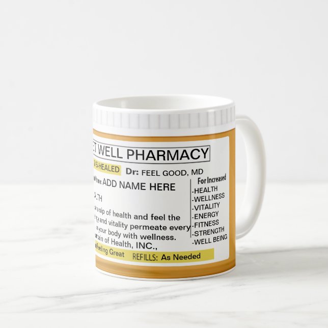 Get Well Prescription RX Coffee Mug (Front Right)