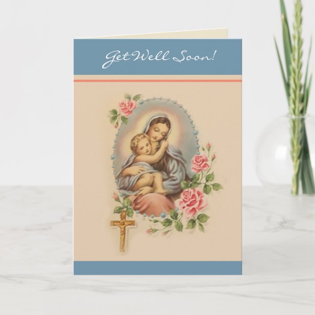 Get Well Religious Virgin Mary Memorare Prayer  Card (Front)
