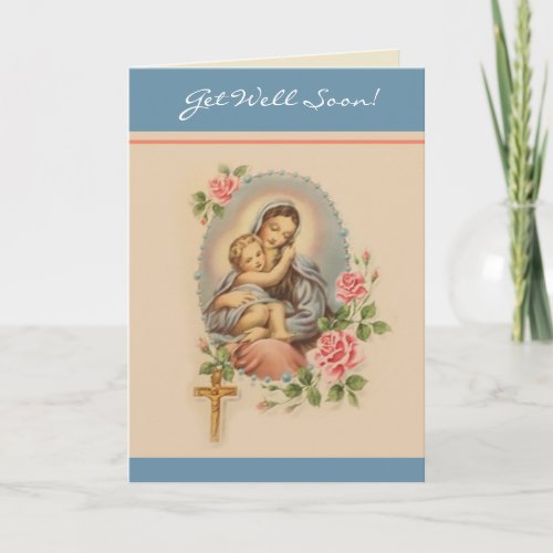 Get Well Religious Virgin Mary Memorare Prayer  Card