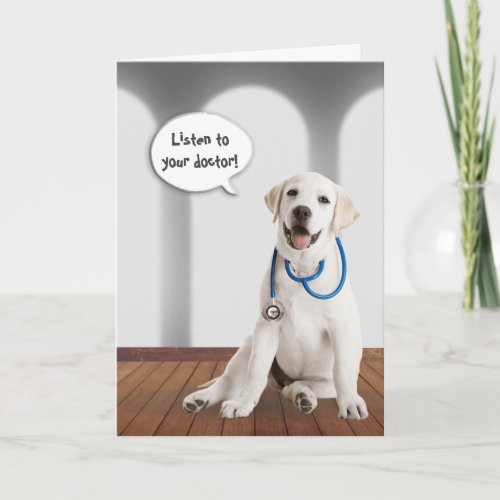 Get Well Retriever with Stethoscope Card