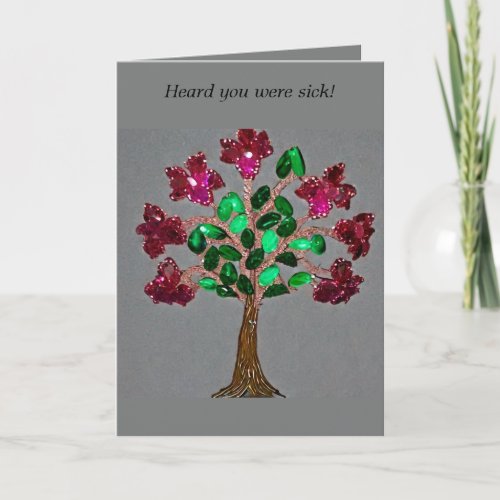 Get Well Ruby and Emerald Gem Tree Card