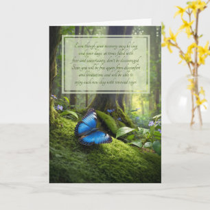Get Well Sentimental Blue Butterfly in the Woods Card