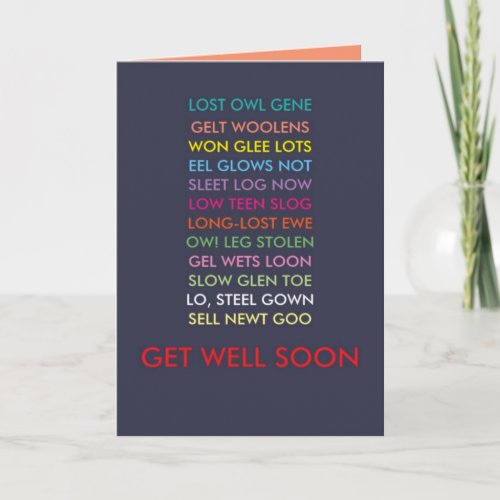 Get Well Soon Anagram card