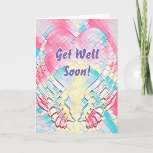 Get Well Soon Angel Wings Heart Card