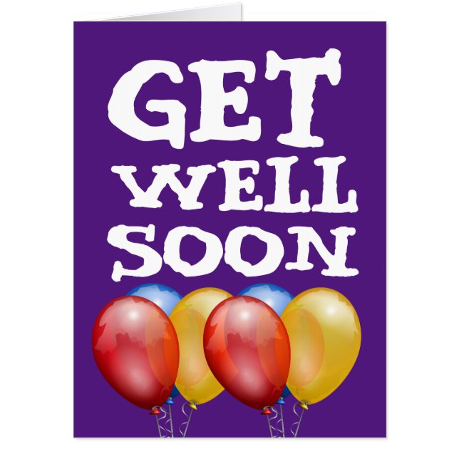 GET WELL SOON balloons LOVE BIG GREETING CARD (Front)