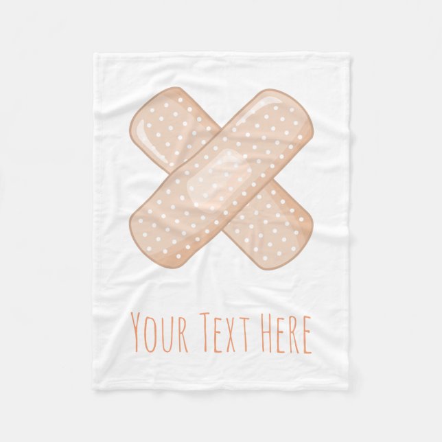 Get Well Soon Bandaid (Nurse Care Crossed Plaster) Fleece Blanket (Front)