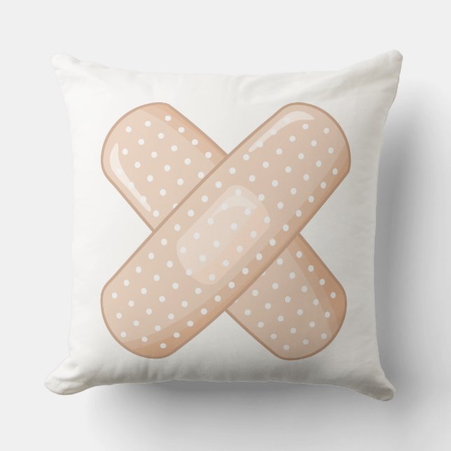 Get Well Soon Bandaid (Nurse Care Crossed Plaster) Throw Pillow (Front)