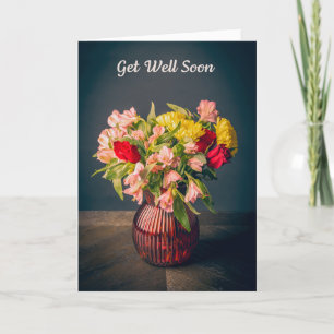 Get Well Soon Beautiful Vase of Flowers Photograph Holiday Card