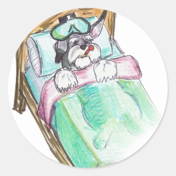 Get Well Soon : Bed Classic Round Sticker by SocialSchnauzer at Zazzle