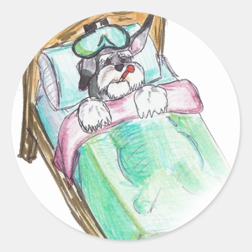 get well soon  bed classic round sticker