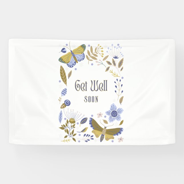 Get Well Soon Blues 2.5x4 Vinyl Banner (Horizontal)