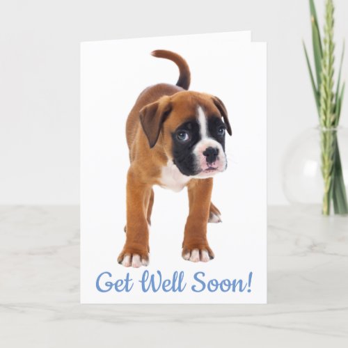 Get Well Soon Boxer Dog Greeting Card _ Verse