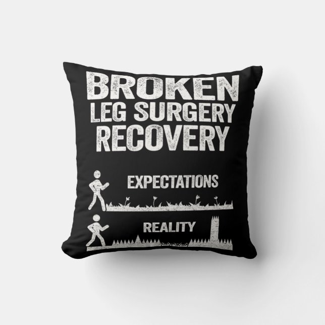 Get Well Soon Broken Leg Surgery Recovery Gift Throw Pillow (Front)