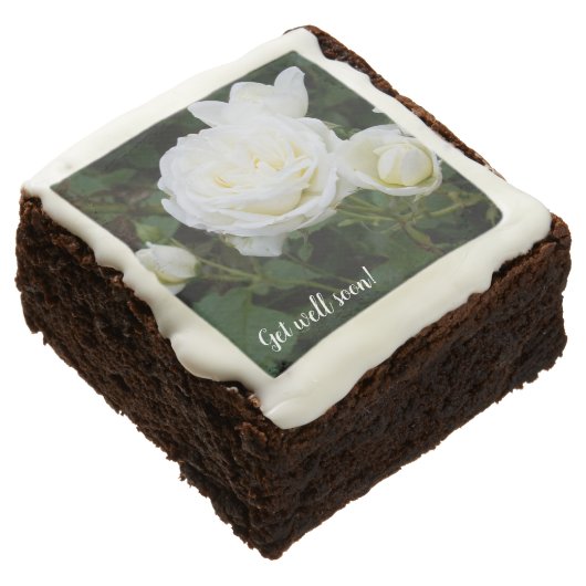 Get Well Soon Brownies, White Roses Brownie (Angled)