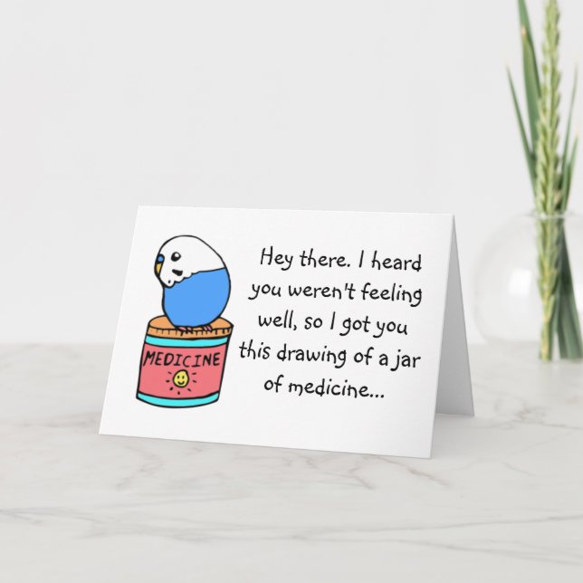 Get Well Soon-Budgie Card (Front)