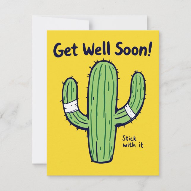 Get Well Soon – Cactus Humor Recovery Card (Front)