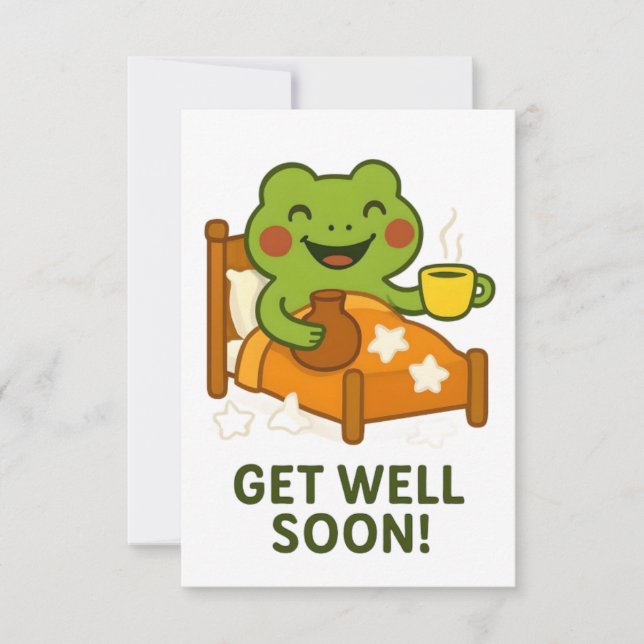 Get Well Soon Card - Sick Frog (Front)