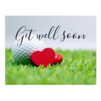 Get Well Soon card to golfer with golf ball & love
