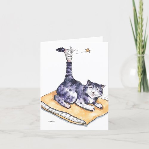 Get Well Soon card with cat tail