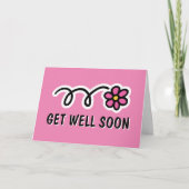 Get well soon card with cute pink flower design | Zazzle